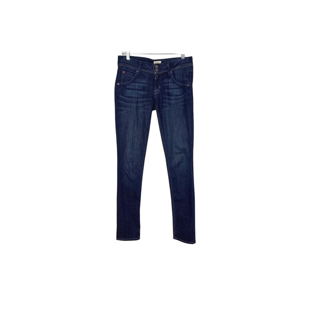 Hudson Collin Low Rise Skinny Jeans Flap Pockets Dark Wash Blue Denim USA Made